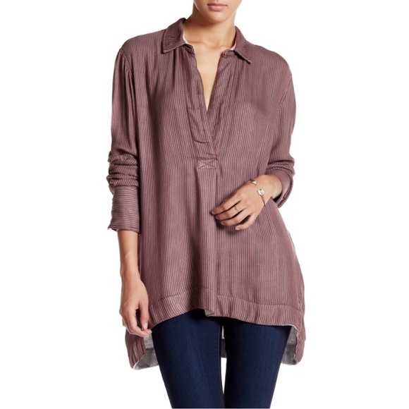 Free People On The Road Stripe Tunic Cranberry Combo Medium OB476015 - Picture 7 of 7